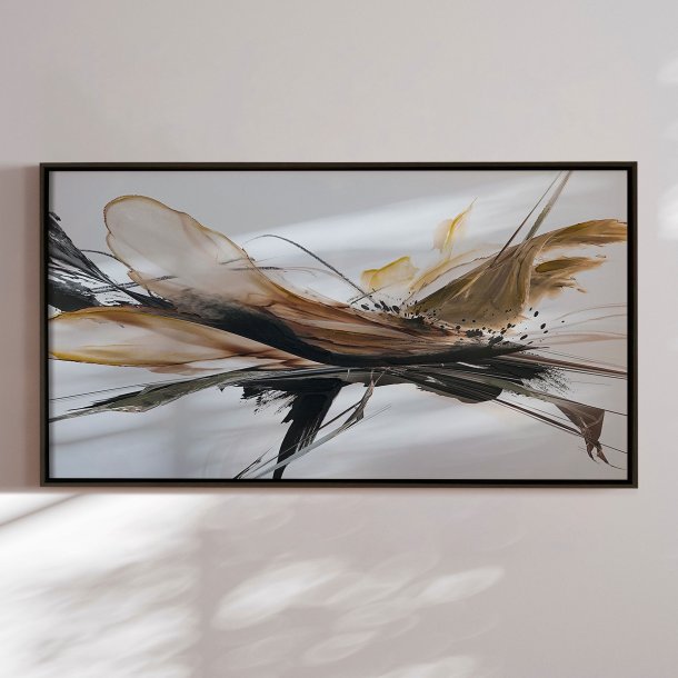 H�ndlavet maleri med sort ramme - Sandstorm Bloom - Mixed media