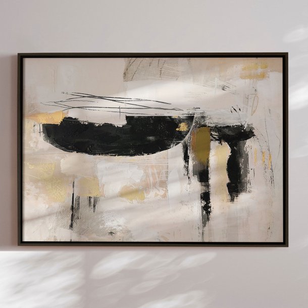 H�ndlavet maleri med sort ramme - Shifting Silence - Mixed media