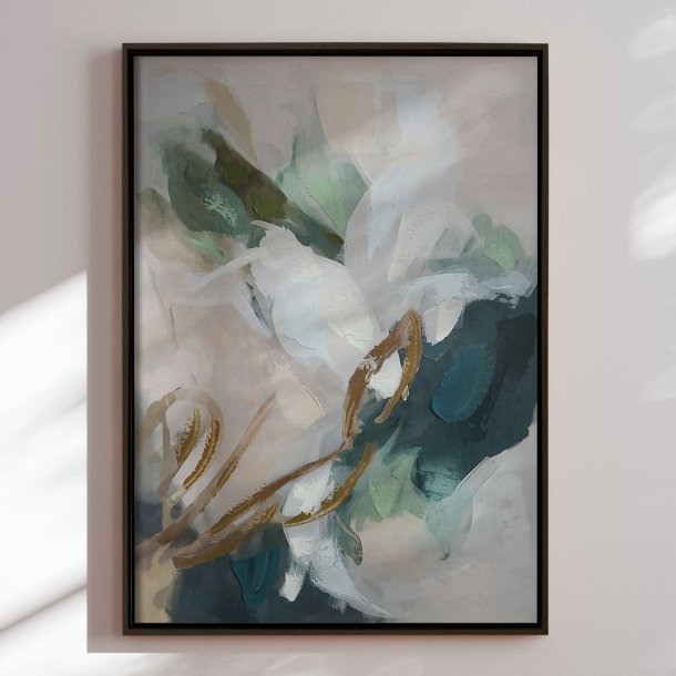 H�ndlavet maleri med sort ramme - Faded Echoes II - Mixed media