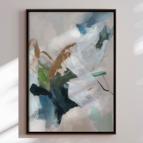 H�ndlavet maleri med sort ramme - Faded Echoes - Mixed media