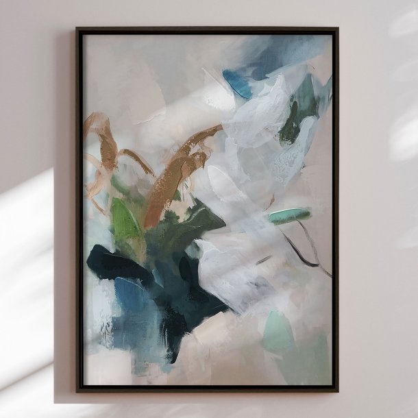 H�ndlavet maleri med sort ramme - Faded Echoes - Mixed media