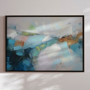 H�ndlavet maleri med sort ramme - Northern Calm - Mixed media