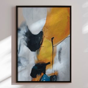 H�ndlavet maleri med sort ramme - Golden Dialogue - Mixed media