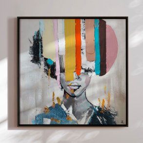 H�ndlavet maleri med sort ramme - Muted Identity - Mixed media
