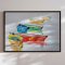 H�ndlavet maleri med sort ramme - Floating Memories - Mixed media