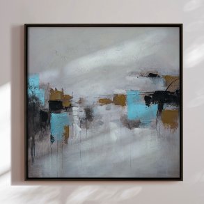 H�ndlavet maleri med sort ramme - Quiet Edges - Mixed media