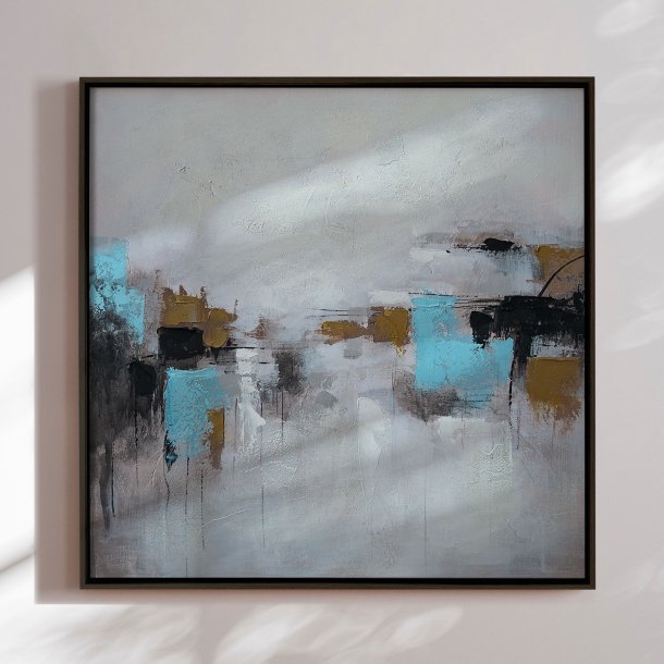 H�ndlavet maleri med sort ramme - Quiet Edges - Mixed media