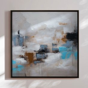 H�ndlavet maleri med sort ramme - Quiet Edges II - Mixed media