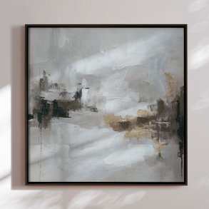 H�ndlavet maleri med sort ramme - Fragments of Calm - Mixed media