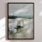 H�ndlavet maleri med sort ramme - Faded Shoreline - Mixed media