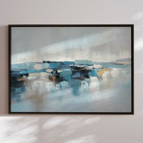 H�ndlavet maleri med sort ramme - Waves of Air III - Mixed media