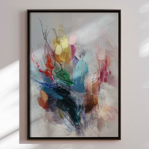 H�ndlavet maleri med sort ramme - Abstract Storm V - Mixed media