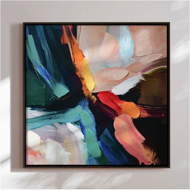 H�ndlavet maleri med sort ramme - The Bold Divide ll - Mixed media