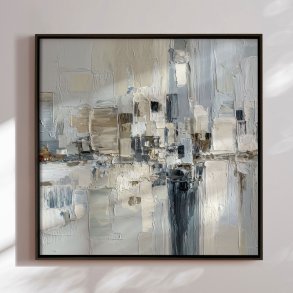 Handmade panting in frame - Pastel Construction - Mixed media