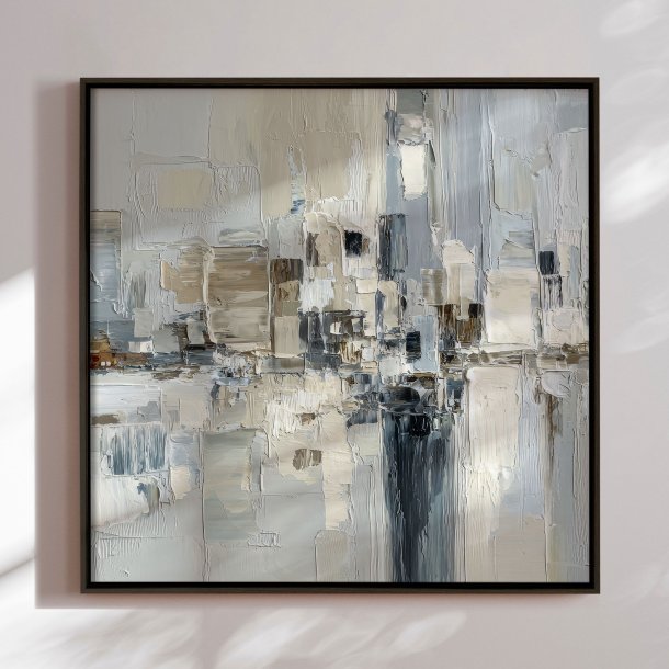 Handmade panting in frame - Pastel Construction - Mixed media