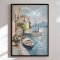 H�ndlavet maleri med ramme - Harbor Reflection - Mixed media
