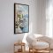 H�ndlavet maleri med ramme - Harbor Reflection - Mixed media