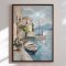 H�ndlavet maleri med ramme - Harbor Reflection - Mixed media