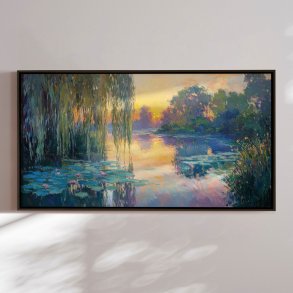 Handmade painting with frame - Willow Reflections - Mixed media