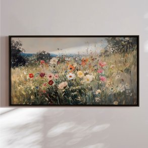 Handmade painting with frame - Wildflowers - Mixed media