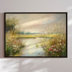Handmade panting with frame - Fields of Light - Mixed media
