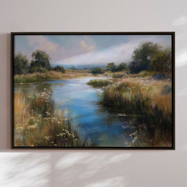 Handmade panting with frame - Silent Meadow - Mixed media