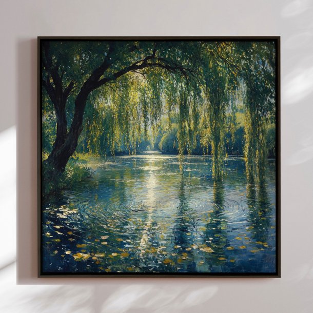 Handmade panting with frame - Whispering Waters - Mixed media