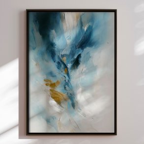 Handmade painting with black frame - Blue Reverie - Mixed media