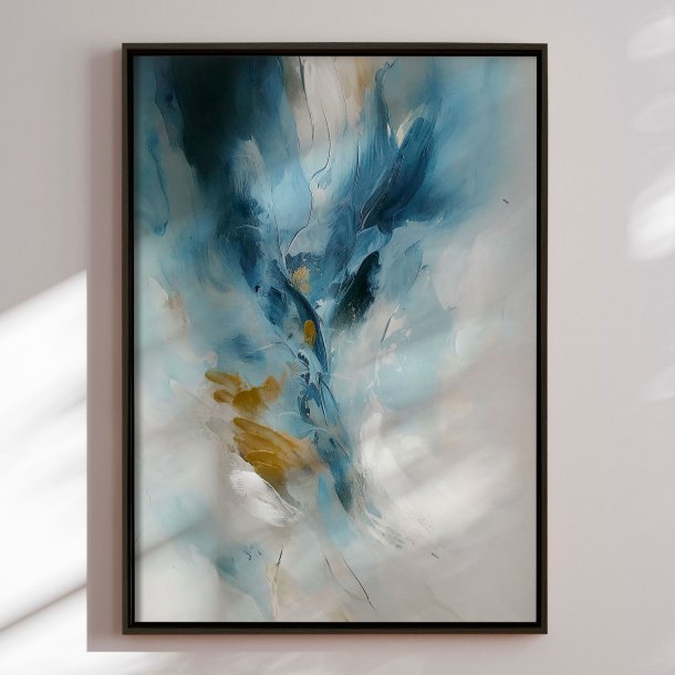 Handmade painting with black frame - Blue Reverie - Mixed media