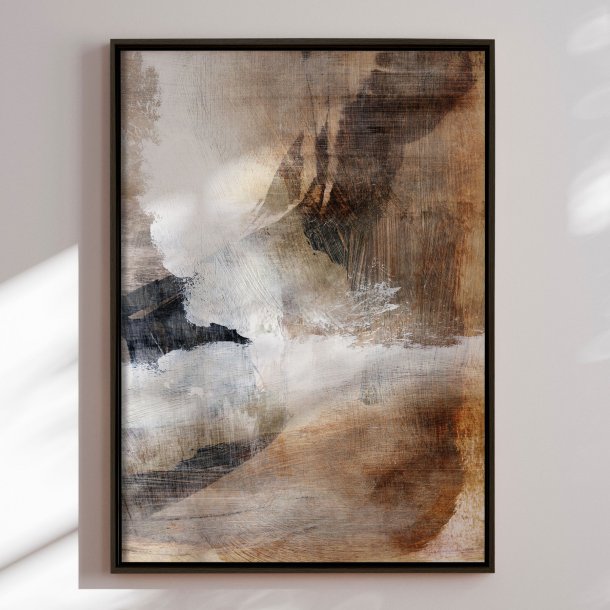 H�ndlavet maleri med ramme - Abstract Earthquake - Dan Hobday - Mixed media
