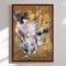 H�ndlavet maleri med ramme - Golden Floral Bloom - Dorothy Fagan - Mixed Media