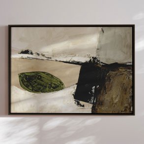 H�ndlavet maleri med ramme - Earthy Abstract Landscape - Dan Hobday - Mixed media