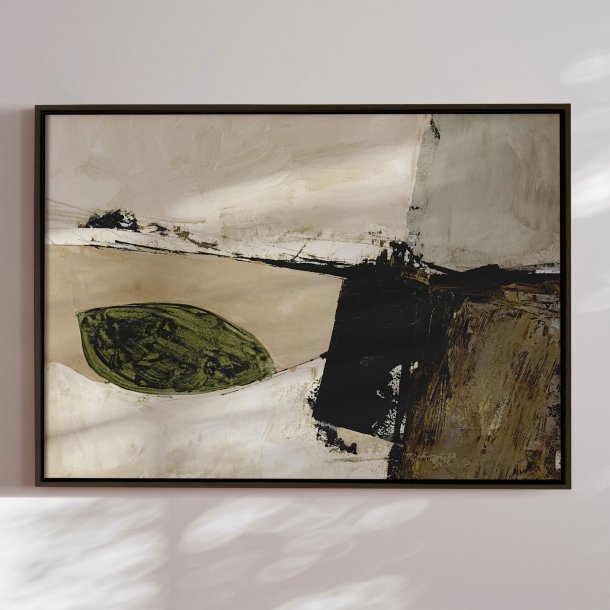 H�ndlavet maleri med ramme - Earthy Abstract Landscape - Dan Hobday - Mixed media