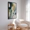 H�ndlavet maleri med ramme - Green Yellow Abstract Bloom - Stephanie Jeuffroy - Mixed media