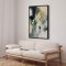 H�ndlavet maleri med ramme - Green Yellow Abstract Bloom - Stephanie Jeuffroy - Mixed media