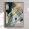 H�ndlavet maleri med ramme - Green Yellow Abstract Bloom - Stephanie Jeuffroy - Mixed media