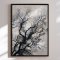 H�ndlavet maleri med ramme - Bare Winter Branches - HUGO - Mixed media
