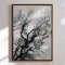 H�ndlavet maleri med ramme - Bare Winter Branches - HUGO - Mixed media