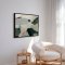 H�ndlavet maleri med ramme - Soft Green Abstract Landscape - Arohika Verma - Mixed media