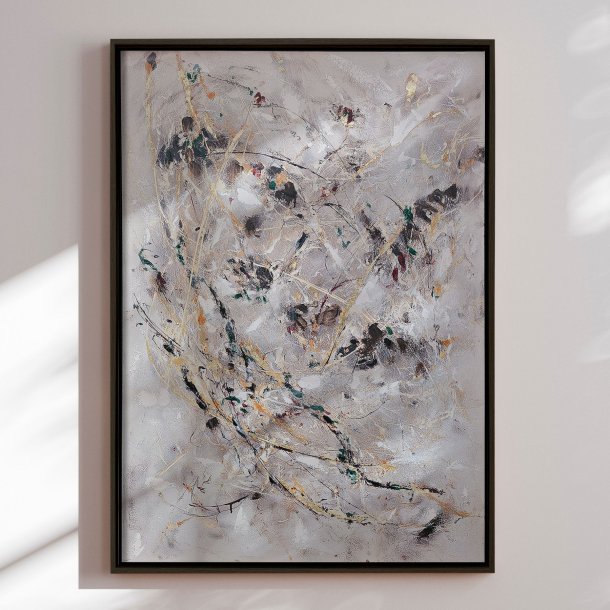 Handmade painting with black frame - Dance of Dots - Mixed media