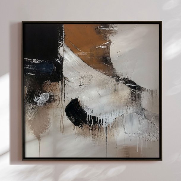 Handmade painting with black frame - Earthen Flow - Mixed media