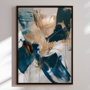 Handmade painting with black frame - Fluid Silence - Mixed media