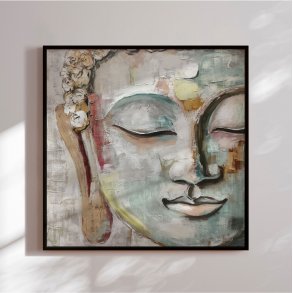 Hndlavet maleri med sort ramme - Zen Essence