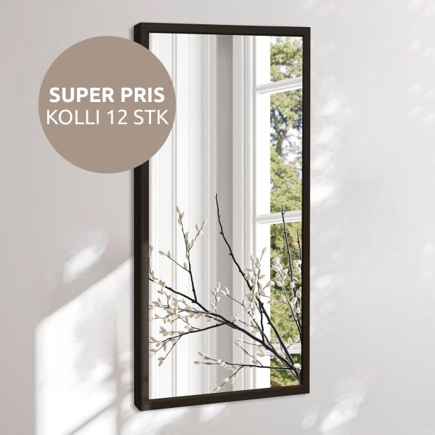 Rectangular mirror with a wide black wooden frame - Black Oak
