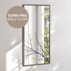 Aflangt spejl med smal gr trramme - Grey Oak
