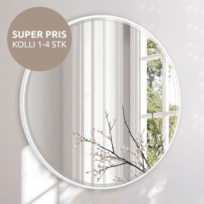 Round mirror with white frame