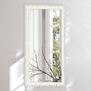 Antique mirror with white frame - Decorated
