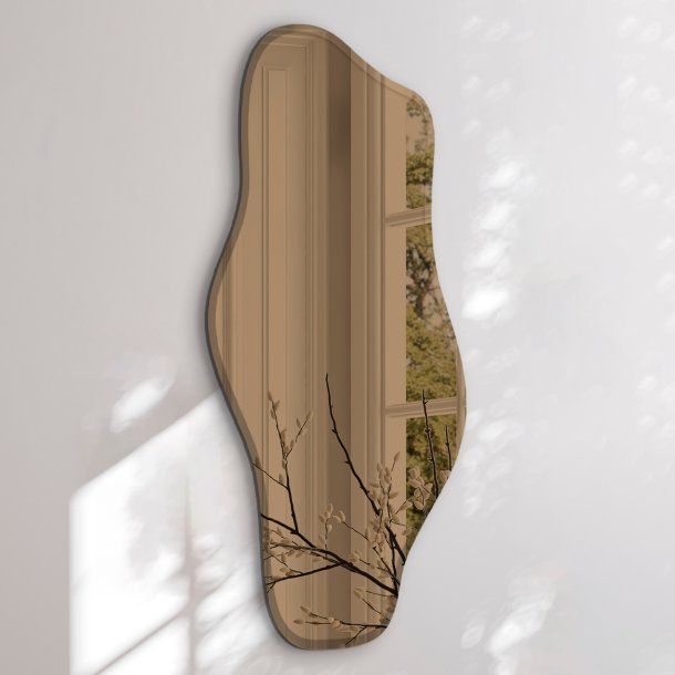 Organic mirror with beveled edge - Wave - Brown