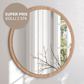 Rundt spejl med trramme - Woody Wood