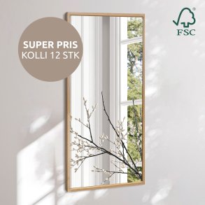 Aflangt spejl med smal trramme - Oak